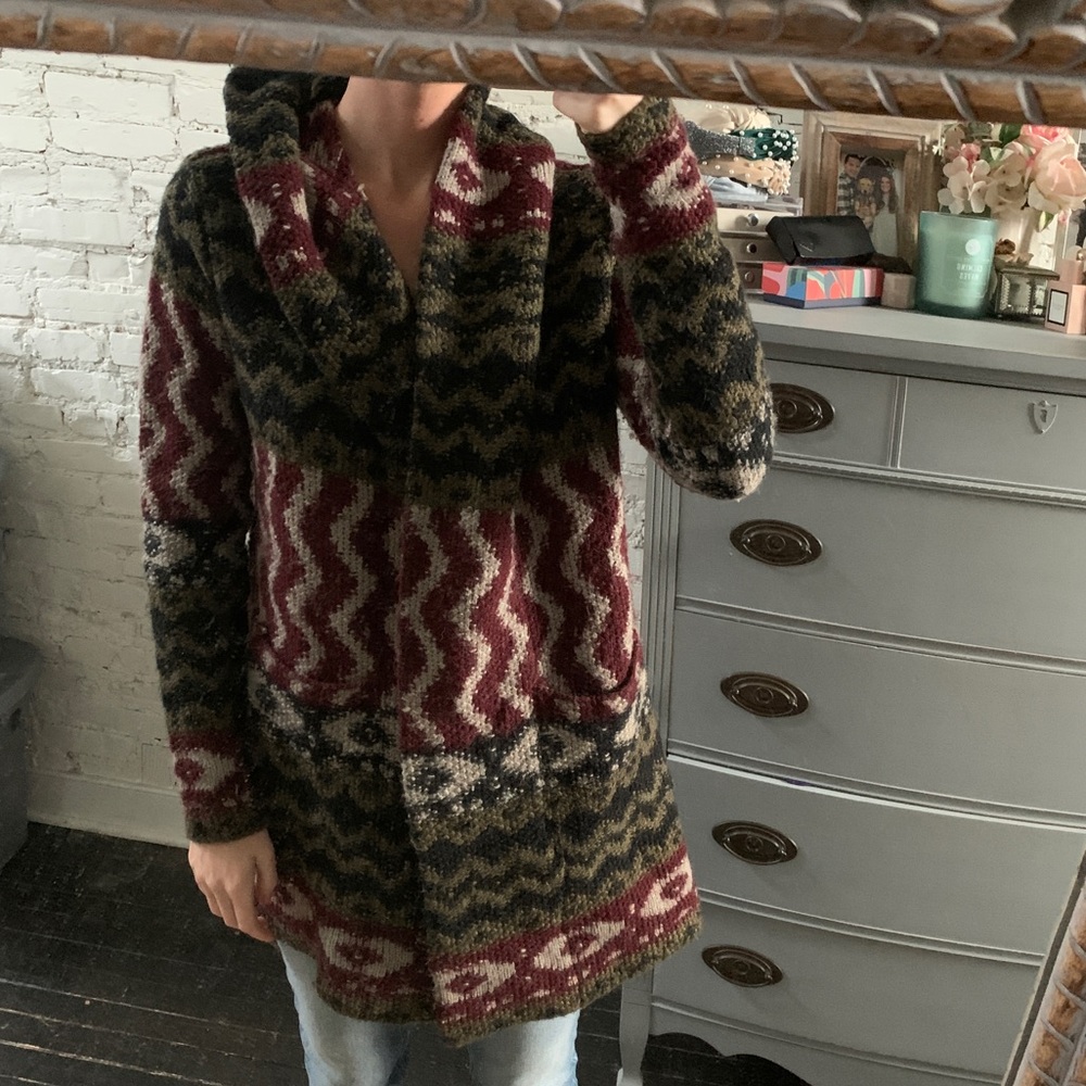 Abercrombie & Fitch Pattern Hooded Cardigan Pocket